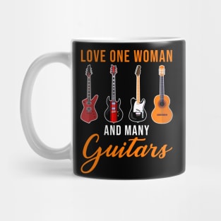 Love One Woman Many Guitars Guitarist Me Mug